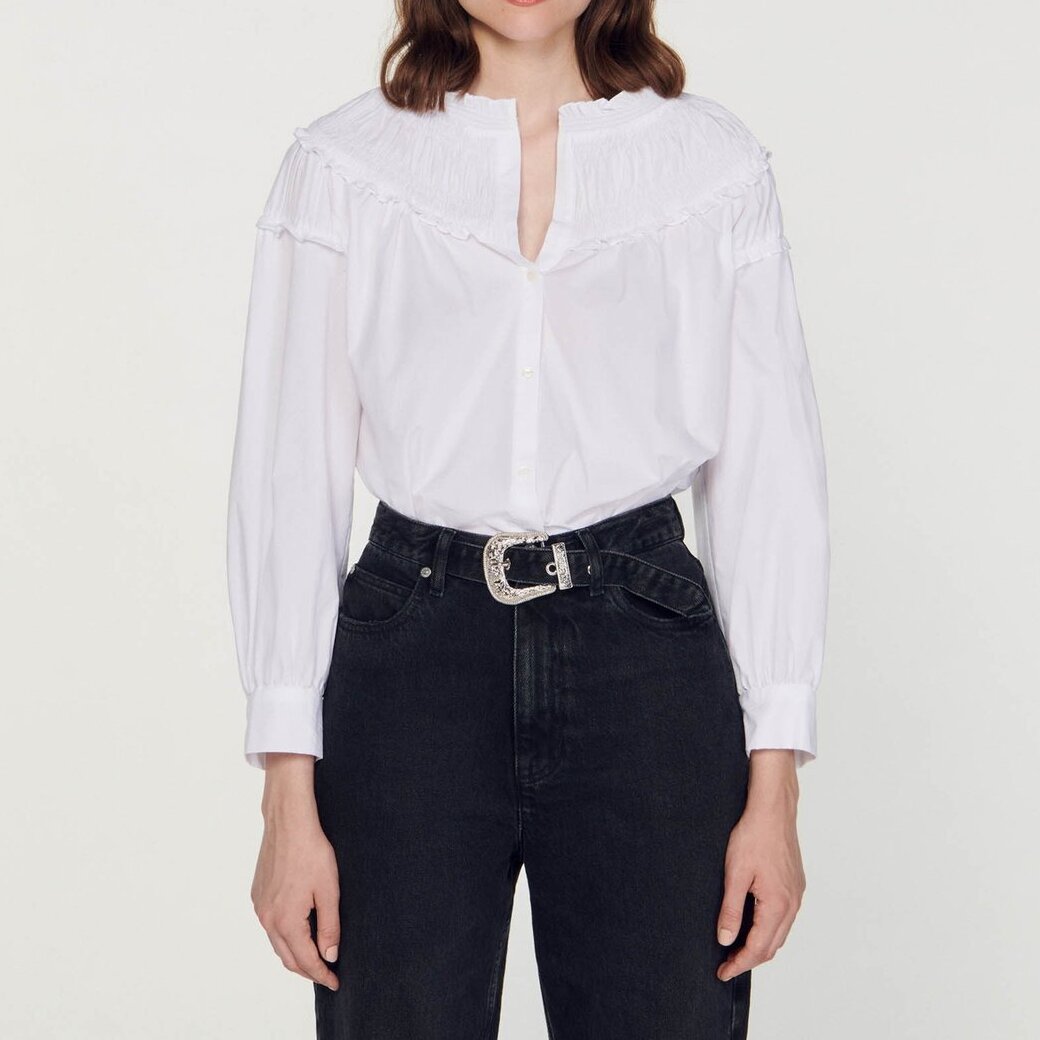 Blouse met kraag met smokwerk Sandro tweedehands photo 5