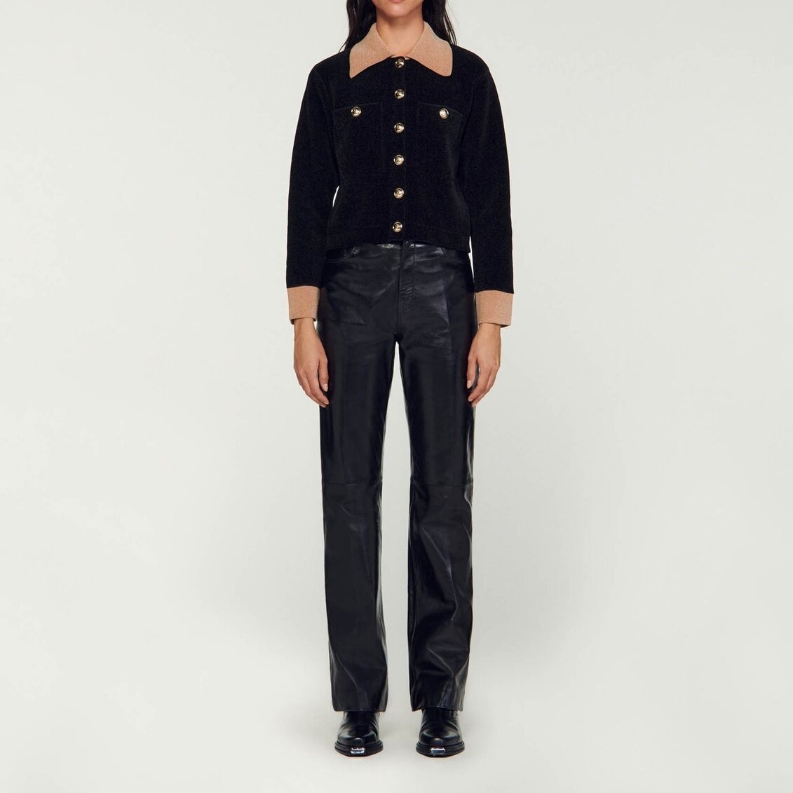 Cropped velour knit coatigan Sandro second-hand photo 3