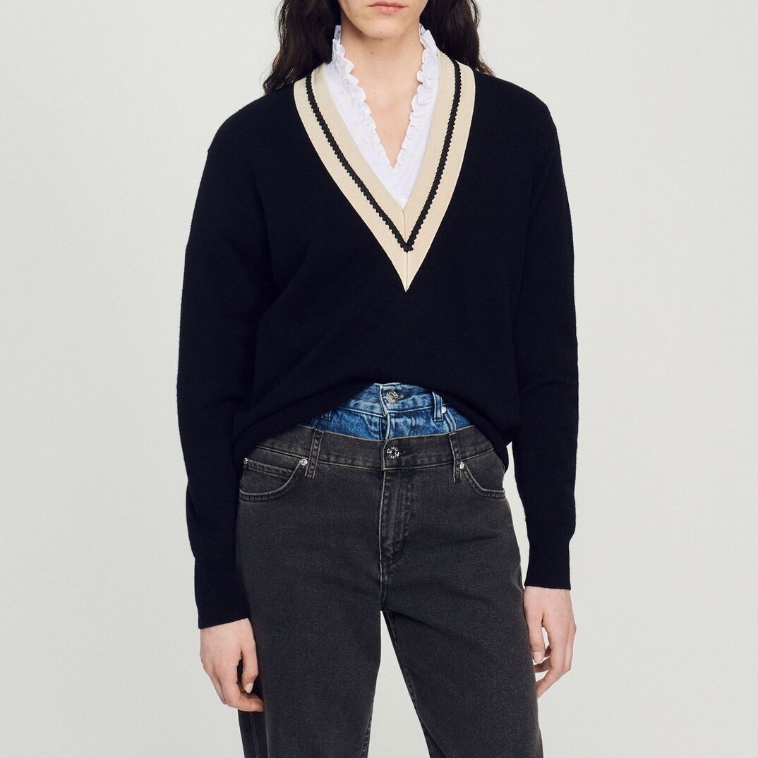 Sweater with contrasting V-neck Sandro second-hand photo 5
