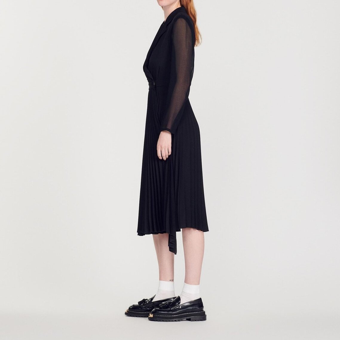 Dual-material long-sleeved dress Sandro second-hand photo 7