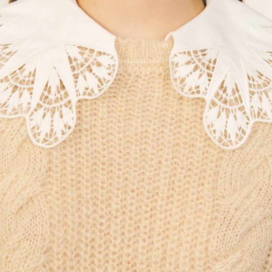 Cropped Sweater with embroidered collar Sandro second-hand photo 2