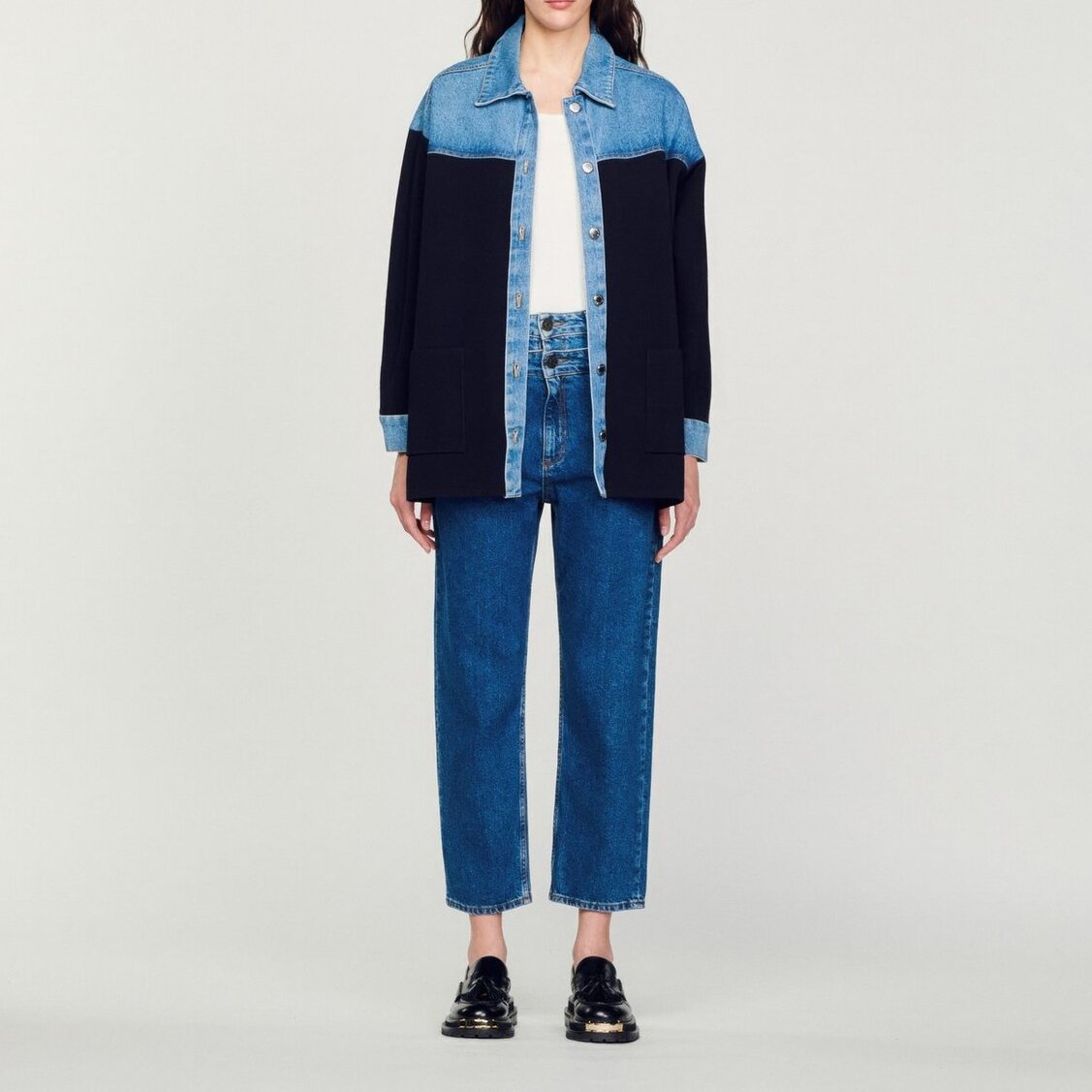 Cardi-coat bi-matière esprit Veste Sandro seconde main photo 3