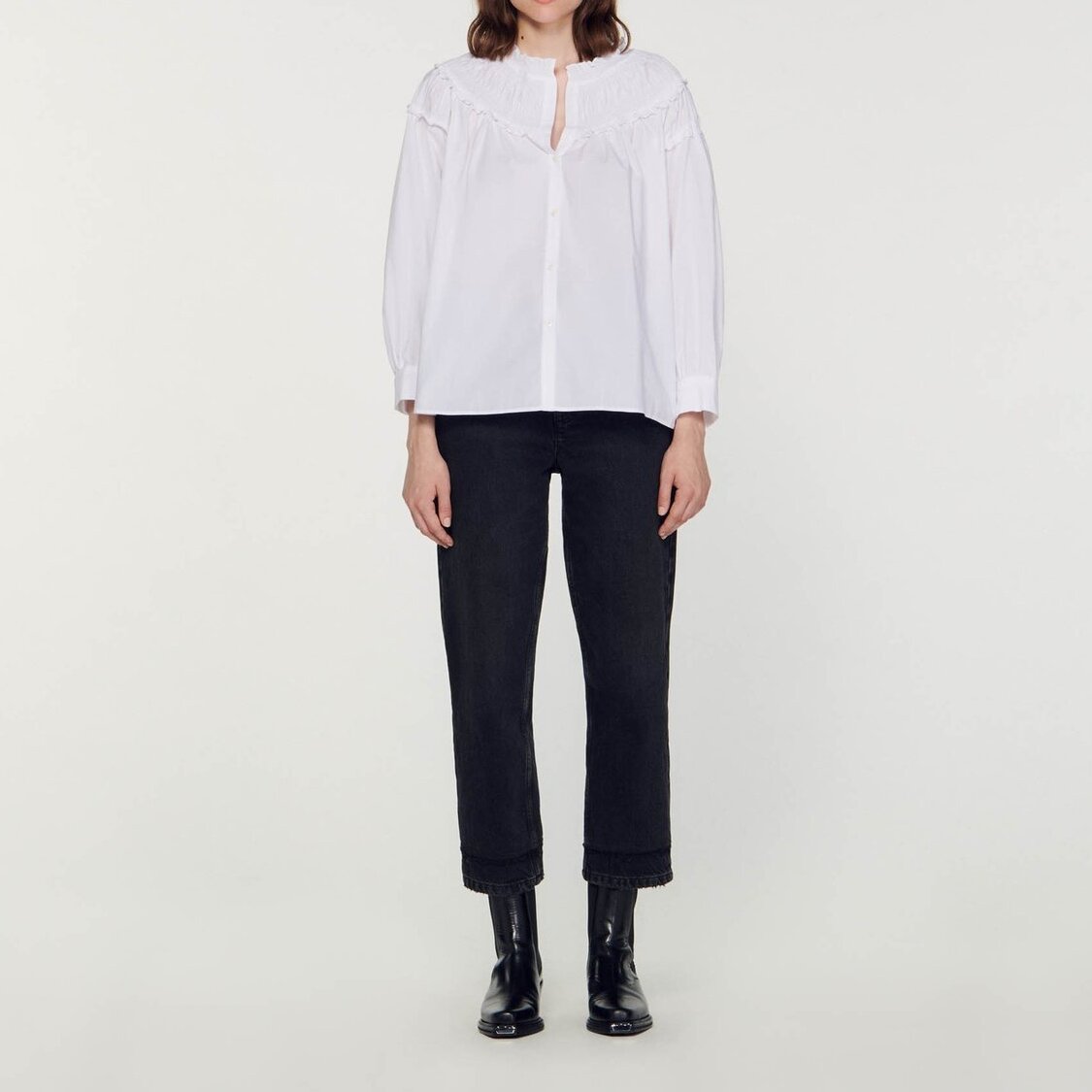 Blouse met kraag met smokwerk Sandro tweedehands photo 3