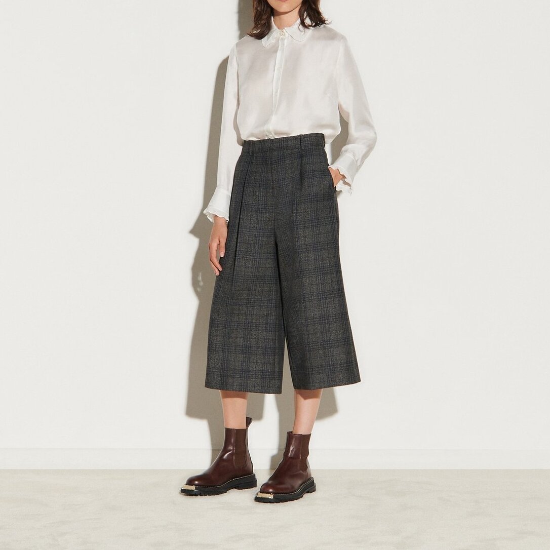 Wide-legged 7/8-length checked Trousers Sandro second-hand photo 5