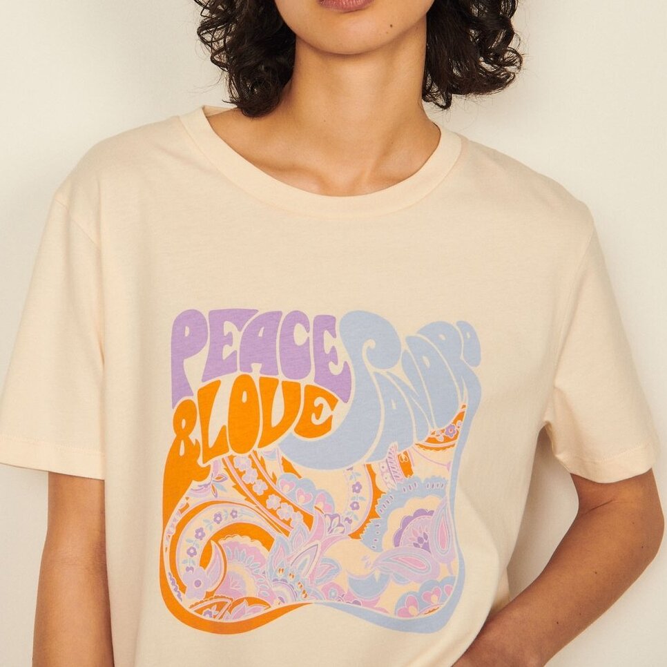 Camiseta de algodón orgánico Peace Sandro segunda mano photo 2