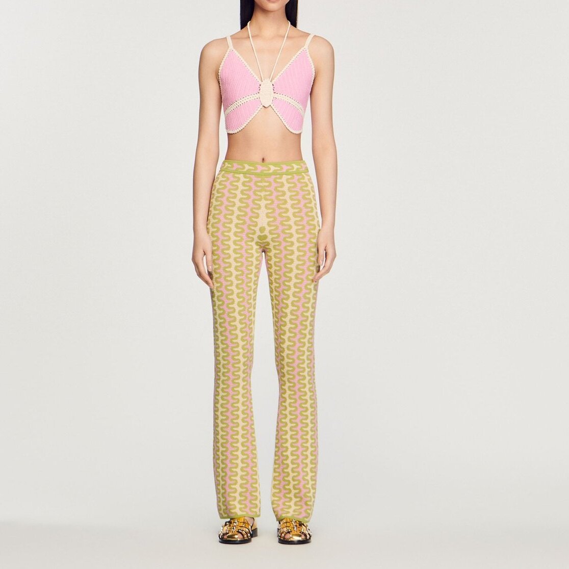 Patterned knit Trousers Sandro second-hand photo 3