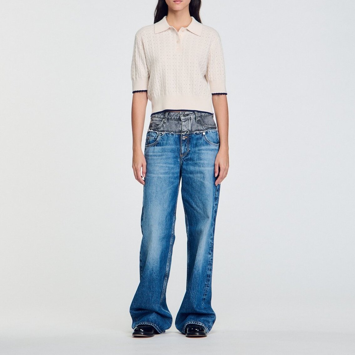Contrasting piping cropped jumper Sandro second-hand photo 4