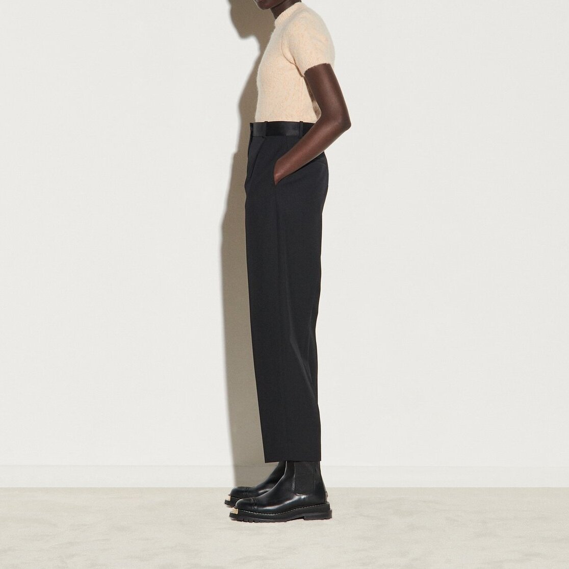 Gerade Hose aus zwei Materialien Sandro Second-Hand photo 3