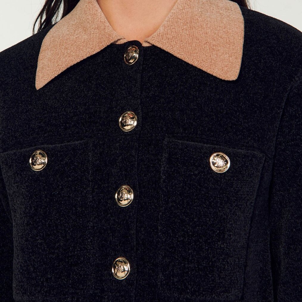 Cropped velour knit coatigan Sandro second-hand photo 4