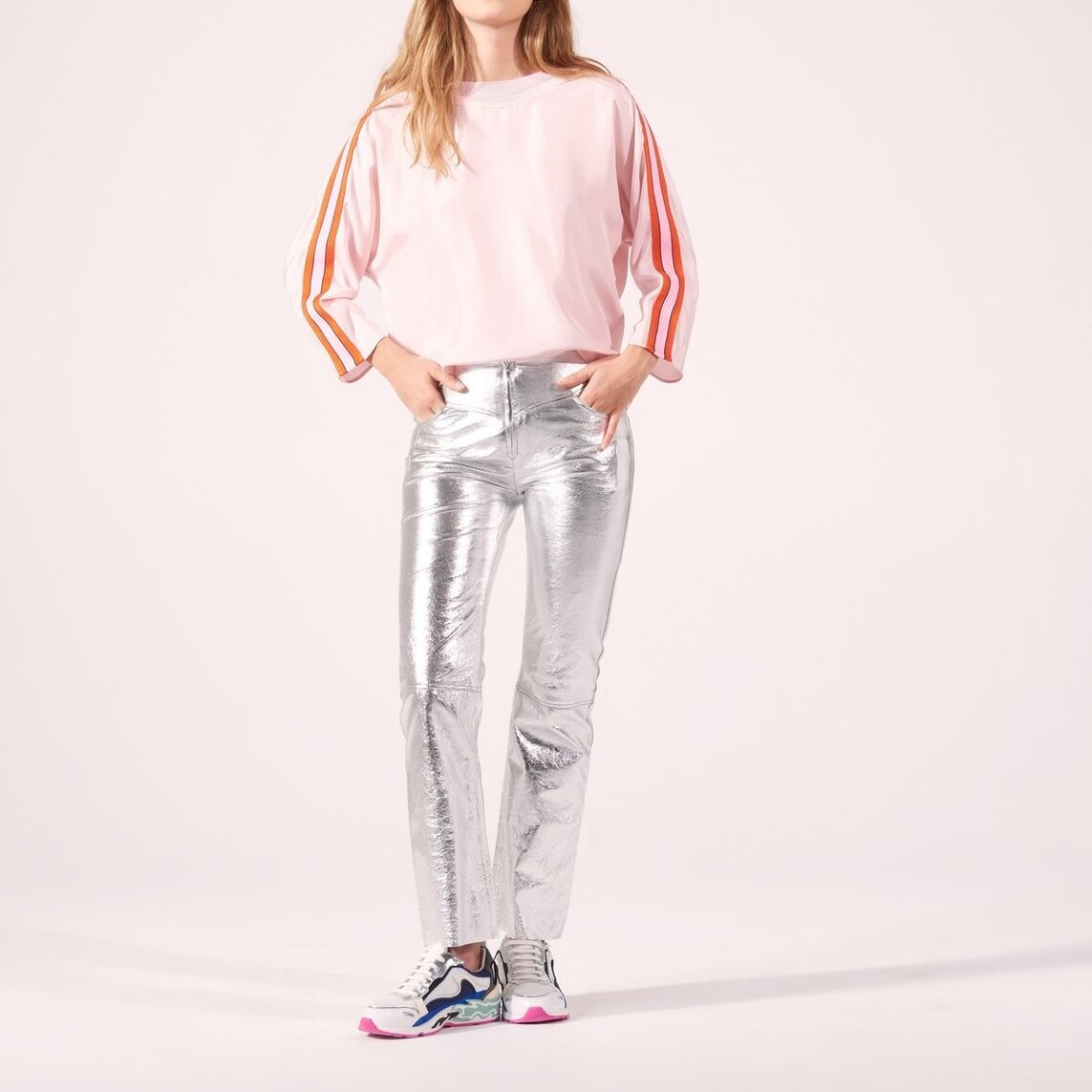 Silver-finish 7/8-length trousers Sandro tweedehands photo 5
