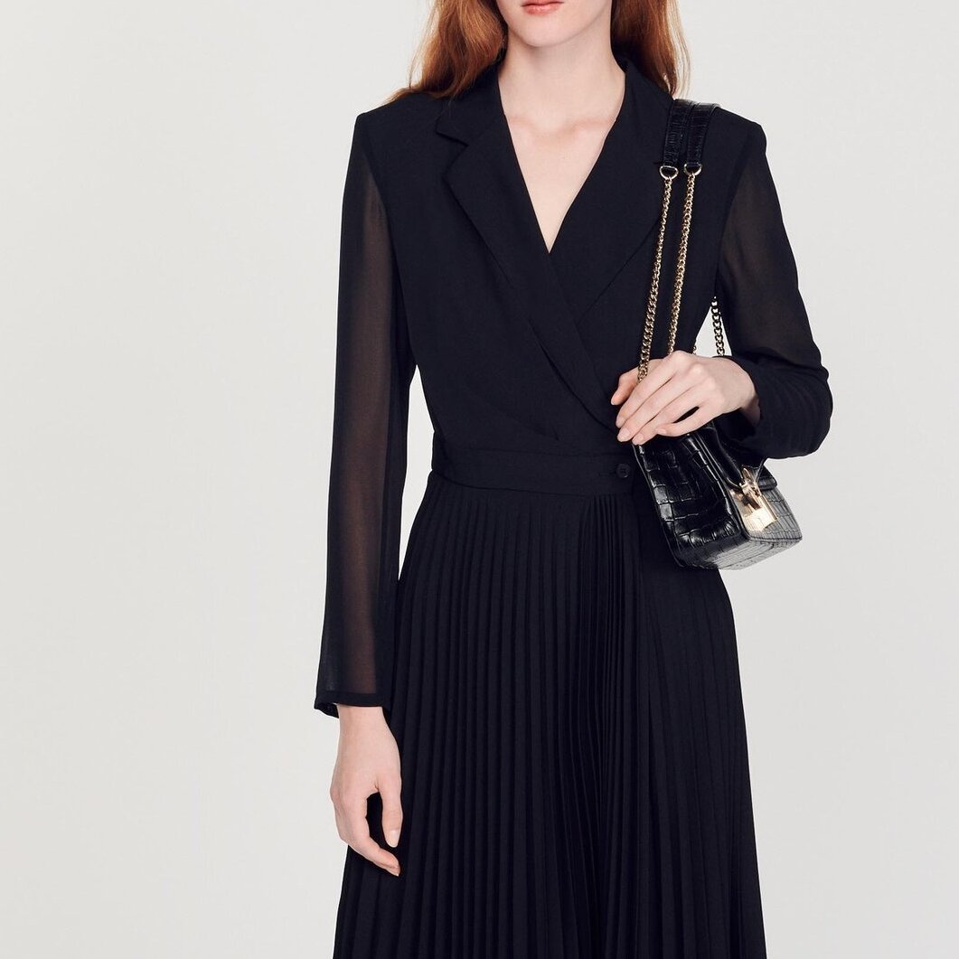 Dual-material long-sleeved dress Sandro second-hand photo 5