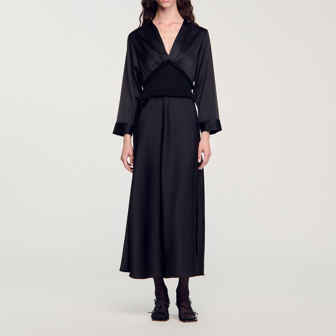 Long satin-effect dress Sandro second-hand photo 4