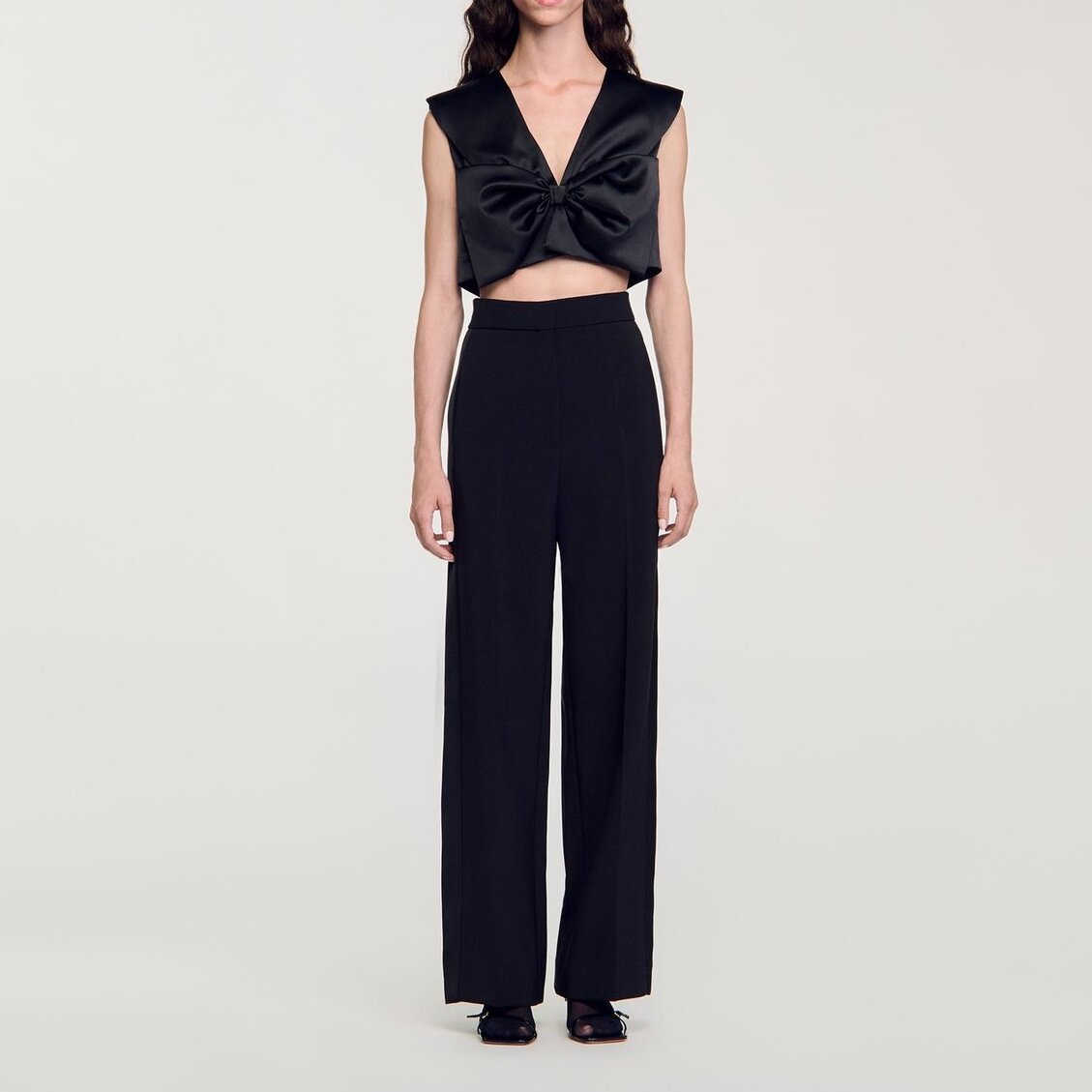 Wide-leg satin side stripe Trousers Sandro second-hand photo 4