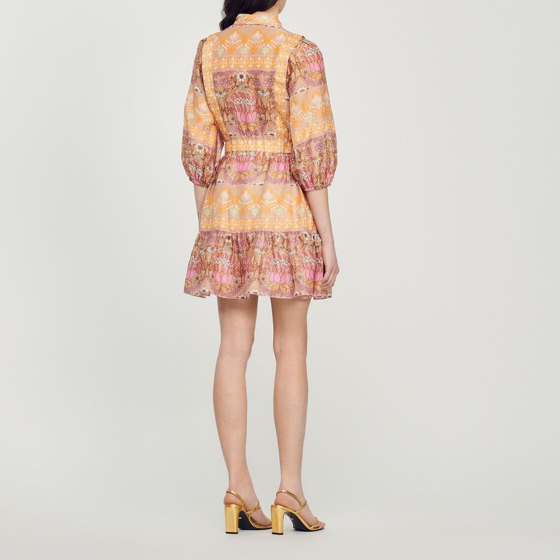 Short dress with a mixed scarf print Sandro second-hand photo 6