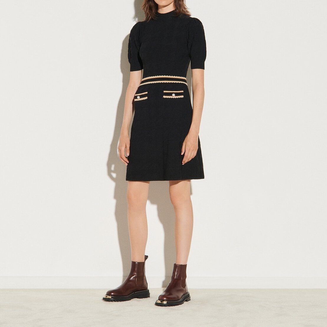 Jacquard-Kleid mit Hahnentrittmuster Sandro Second-Hand photo 5