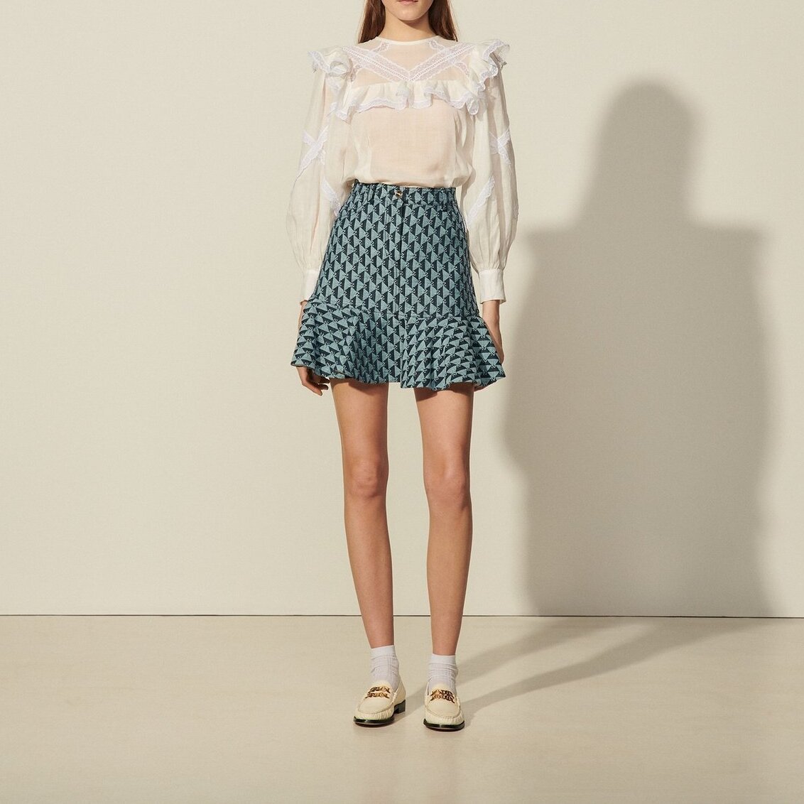 Short monogram denim skirt Sandro second-hand photo 2