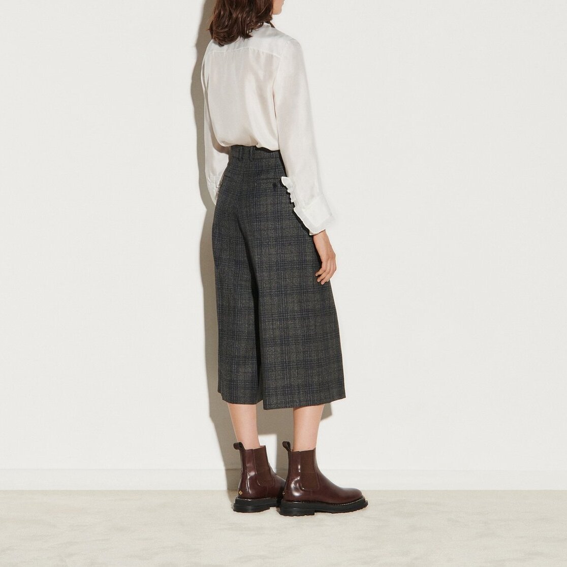 Wide-legged 7/8-length checked Trousers Sandro second-hand photo 2