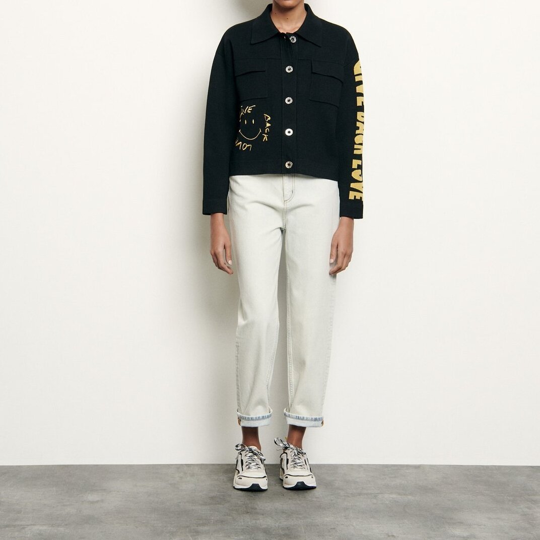 Shirt-style cardigan with smiley Sandro second-hand photo 2