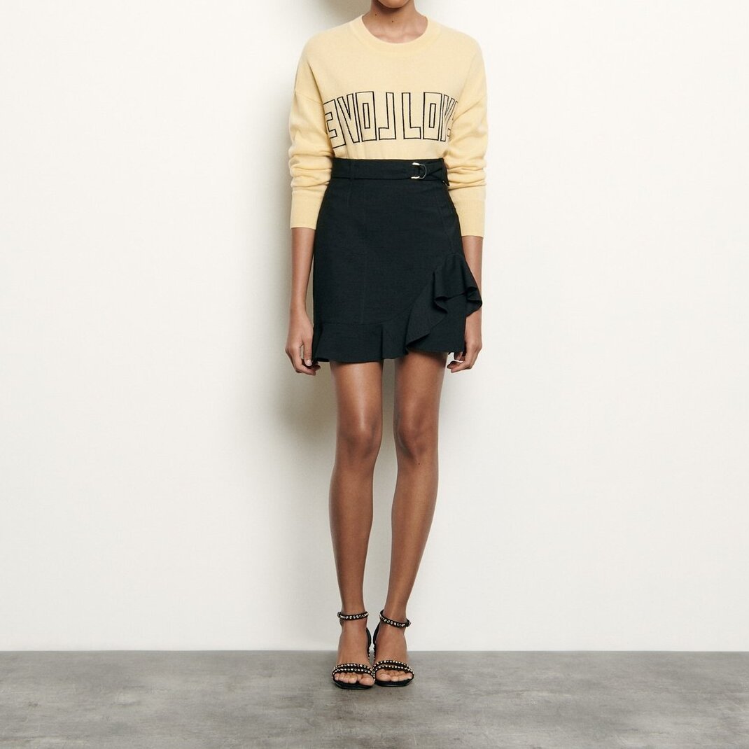 Short skirt with asymmetric ruffle Sandro second-hand photo 4