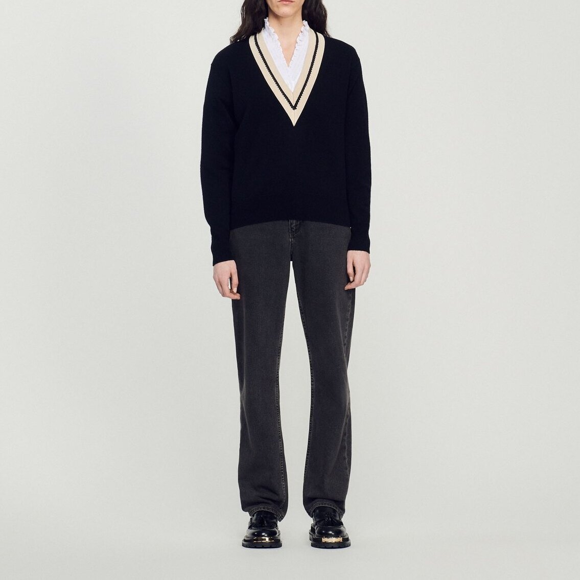 Sweater with contrasting V-neck Sandro second-hand photo 2