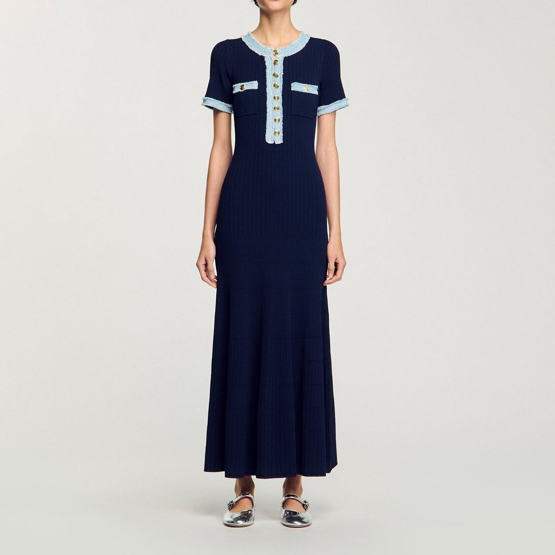 Knit and denim midi dress Sandro second-hand photo 2