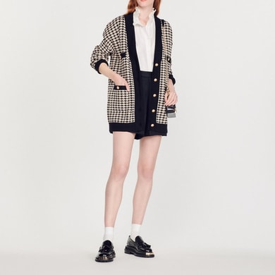 Cardi-coat long en pied de coq Sandro seconde main photo 2