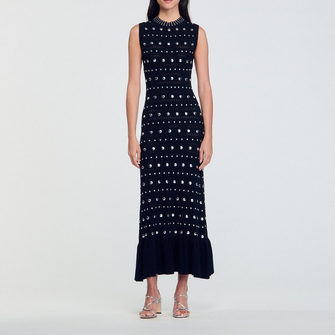 Robe longue en Maille ornée de studs Sandro seconde main photo 4