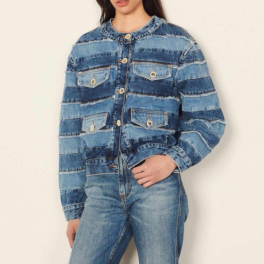 Oversized cropped denim Jacket Sandro second-hand photo 2