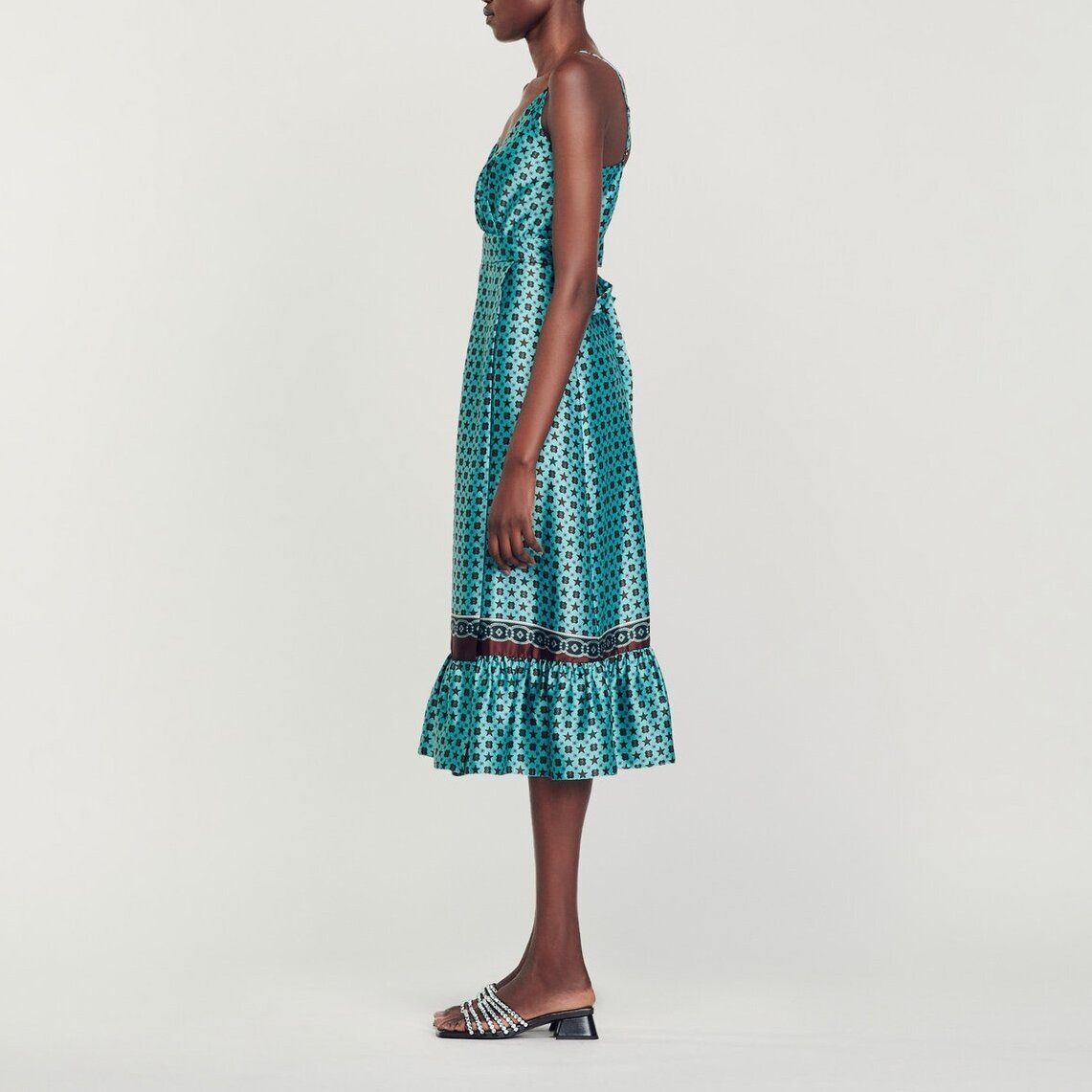 Printed satin midi dress Sandro second-hand photo 7
