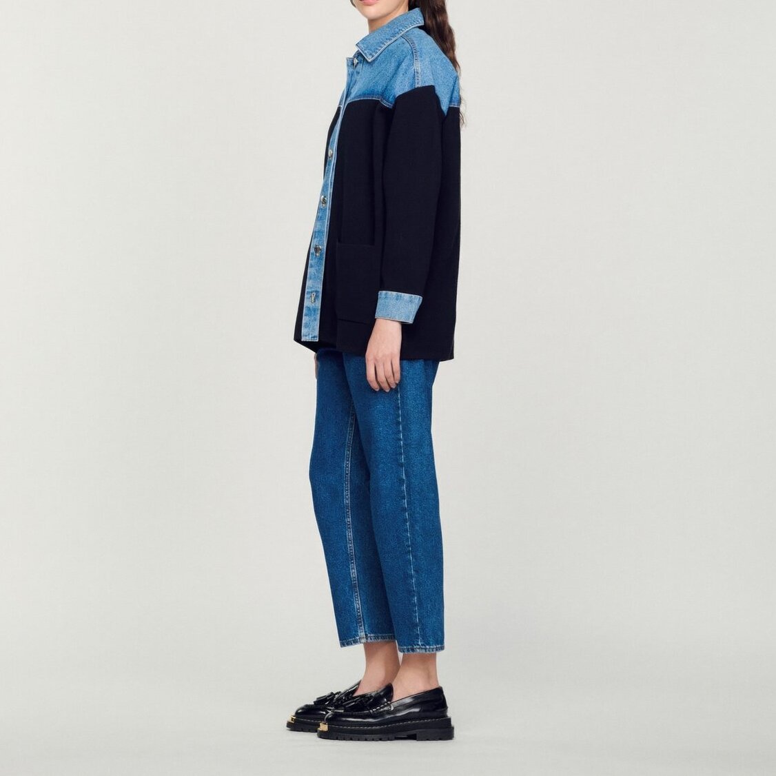 Cardi-coat bi-matière esprit Veste Sandro seconde main photo 7