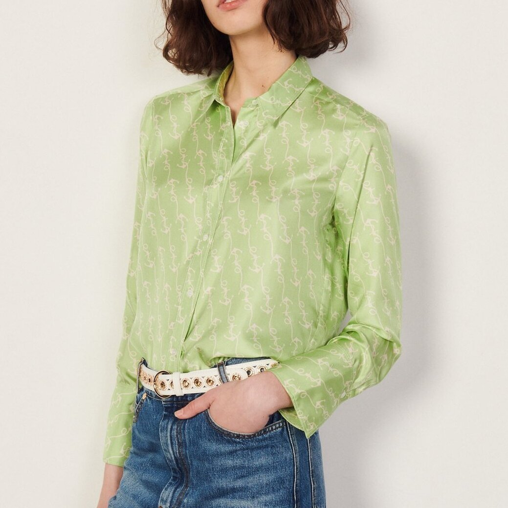 Camisa fluida de seda estampada Sandro segunda mano photo 2