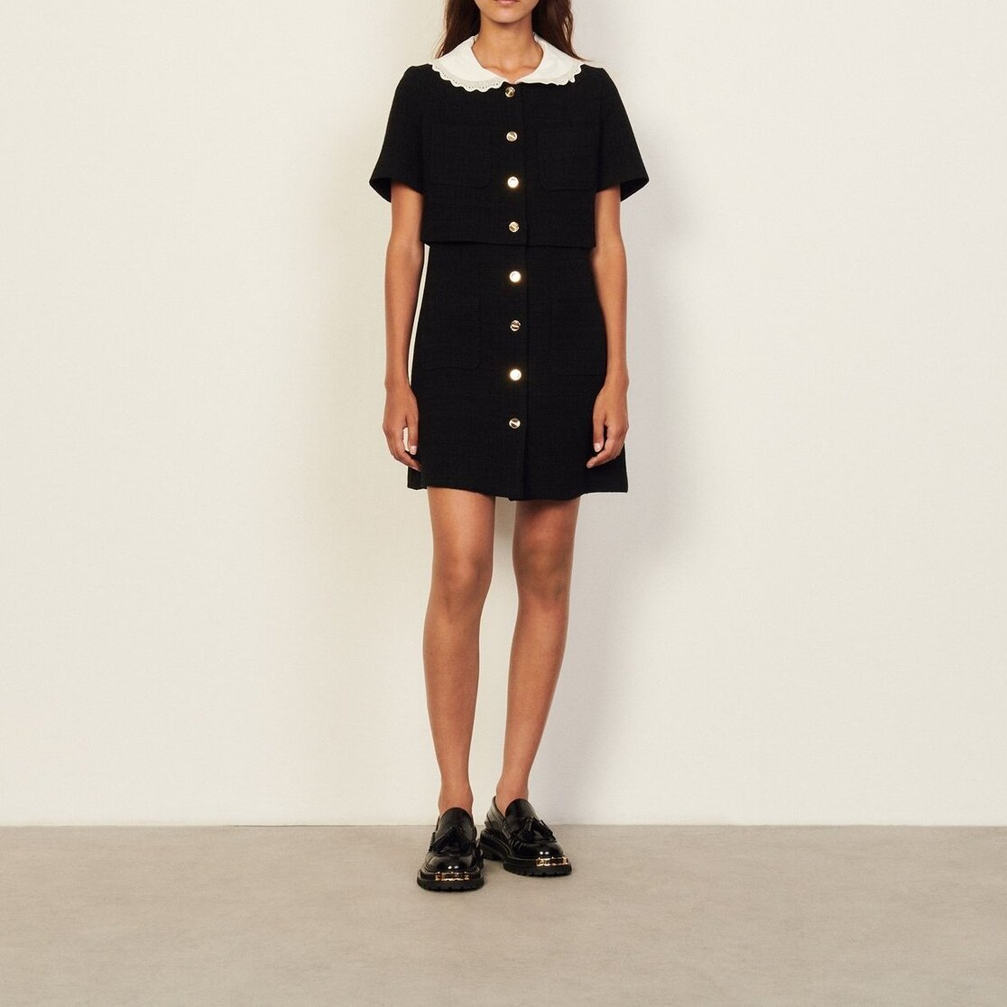 Robe courte en tweed Sandro seconde main photo 6