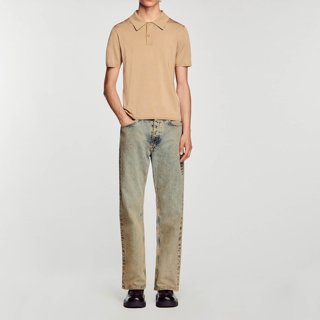 Short-sleeve knitted polo shirt Sandro second-hand photo 2