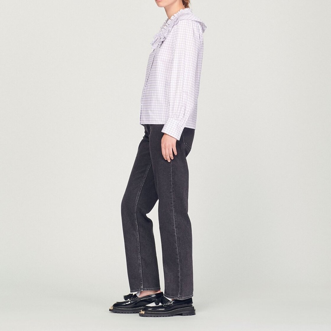 Checked shirt with ruffled collar Sandro second-hand photo 7