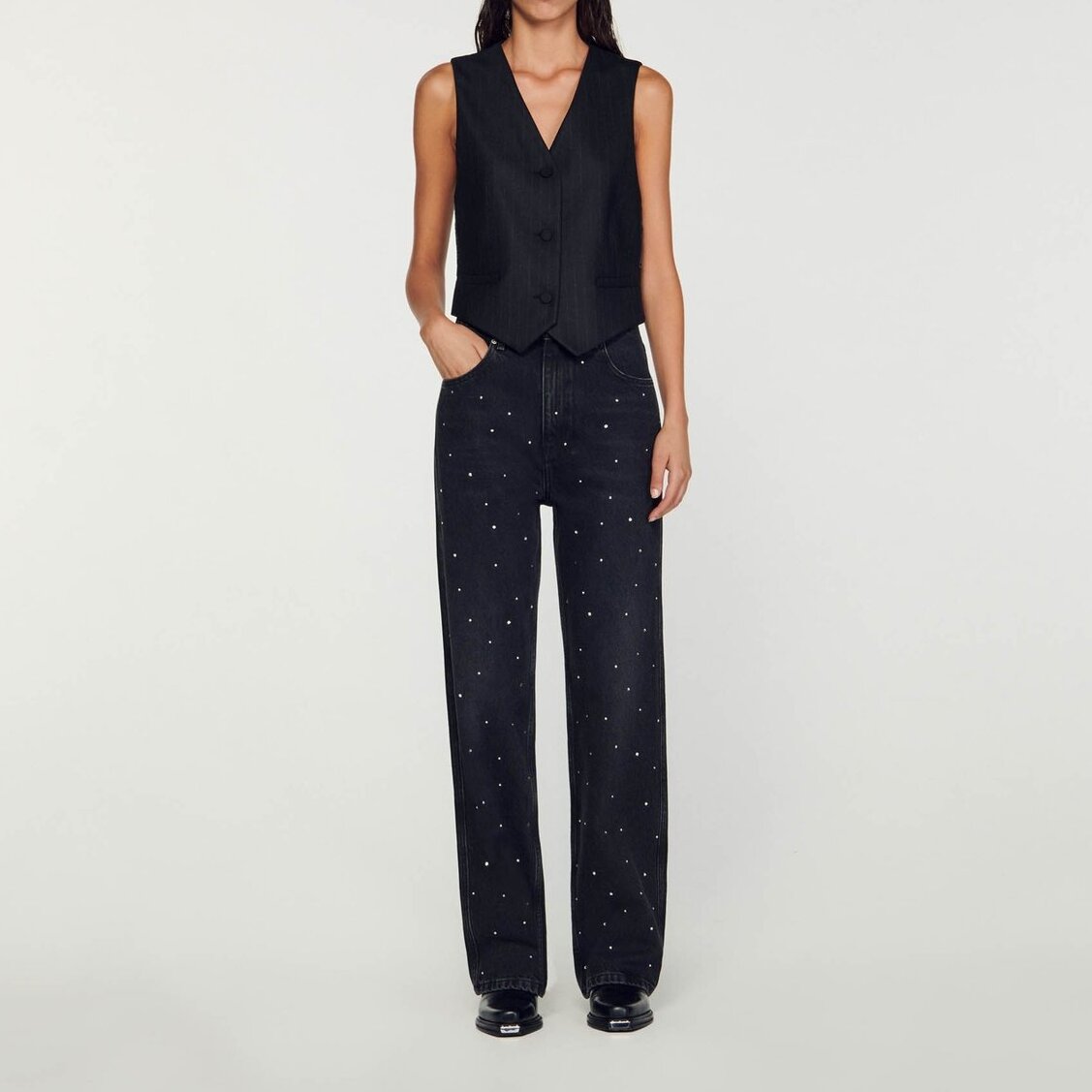 Jean met strass-steentjes Sandro tweedehands photo 2