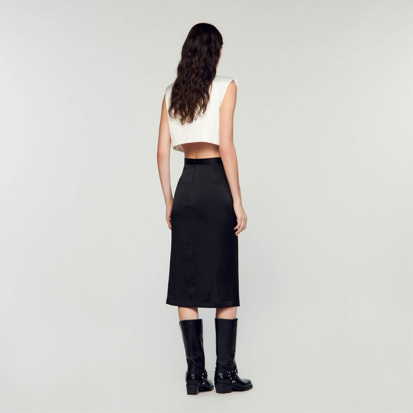 Satin-effect midi skirt Sandro second-hand photo 6