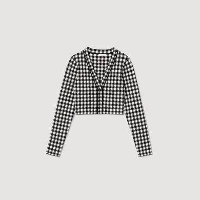 Cardigan court jacquard vichy Sandro seconde main photo 1