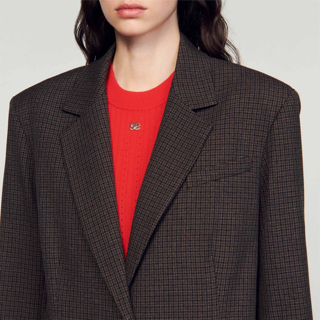 Chaqueta de traje con cuadros pequeños Sandro segunda mano photo 4
