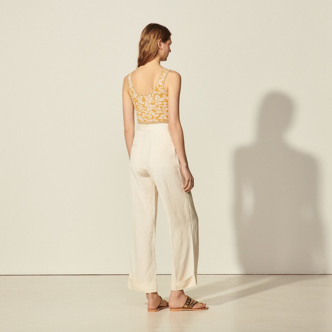 High-waisted Trousers with wide turn-ups Sandro second-hand photo 1