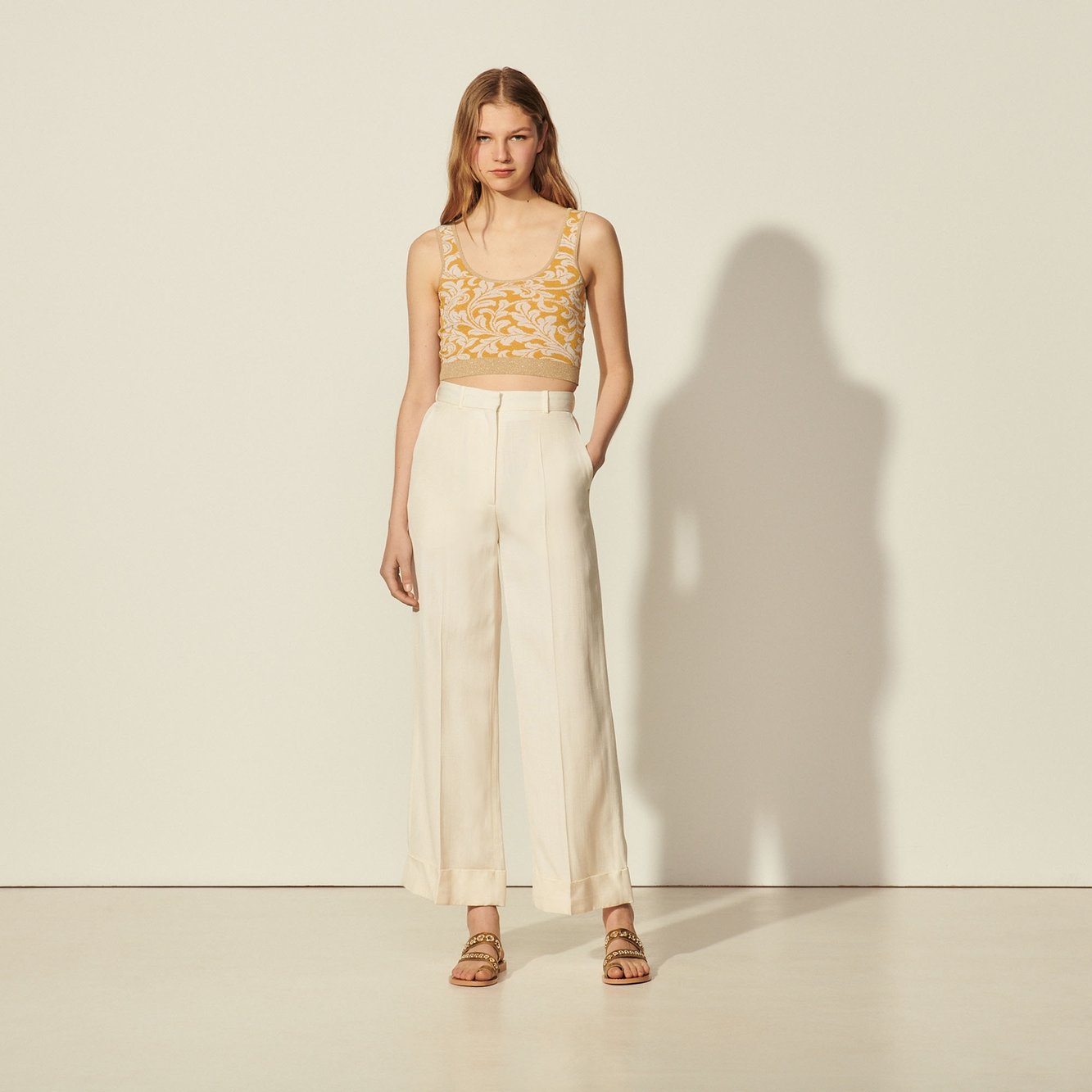High-waisted Trousers with wide turn-ups Sandro second-hand photo 3