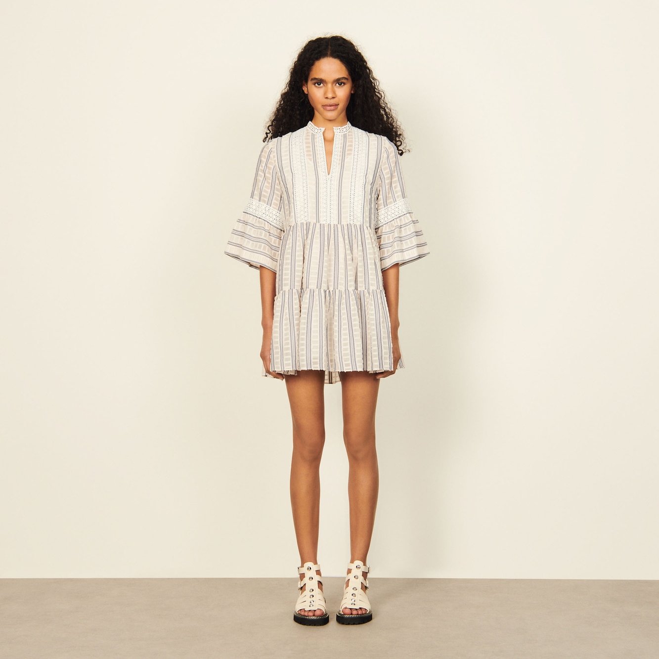 Short-sleeved Short flared dress Sandro second-hand photo 4