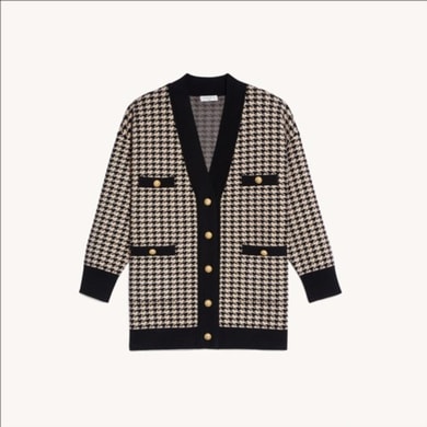 Cardi-coat long en pied de coq Sandro seconde main photo 1
