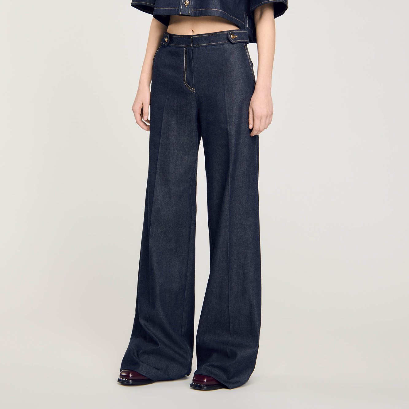 Raw denim wide-leg jeans Sandro second-hand photo 6