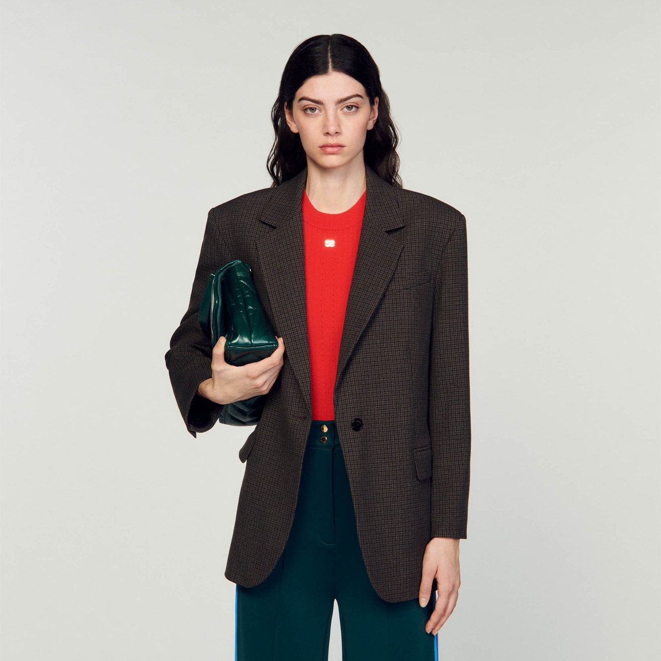Chaqueta de traje con cuadros pequeños Sandro segunda mano photo 5