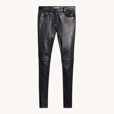 Pantalon cinq poches en cuir stretch Sandro seconde main photo 1