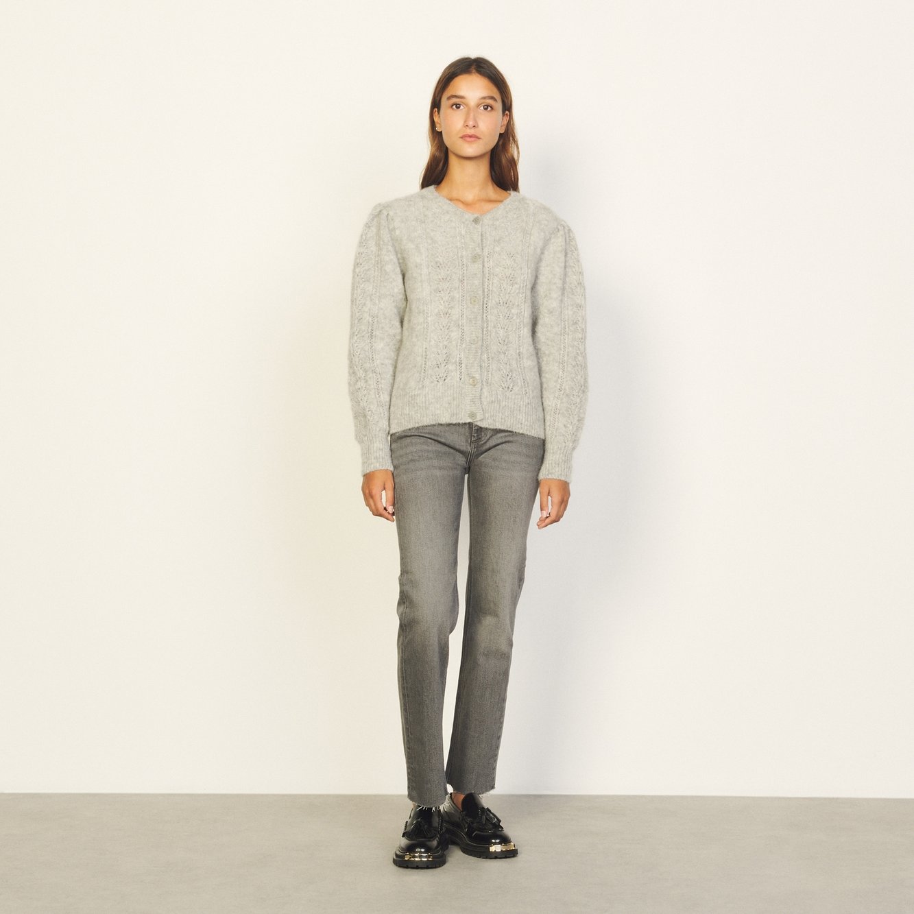 CARDIGAN Gris Chiné Sandro seconde main photo 4