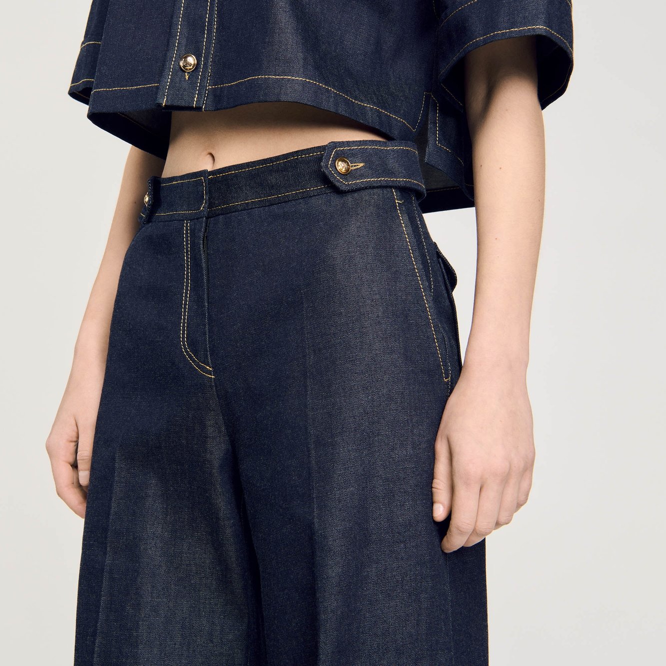 Raw denim wide-leg jeans Sandro second-hand photo 5