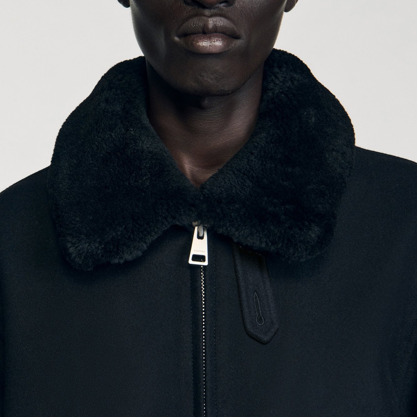Wool aviator Jacket with shearling Sandro second-hand photo 7