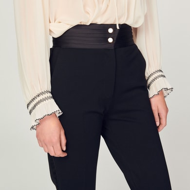 Pantalon droit à ceinture satinée Sandro seconde main photo 2