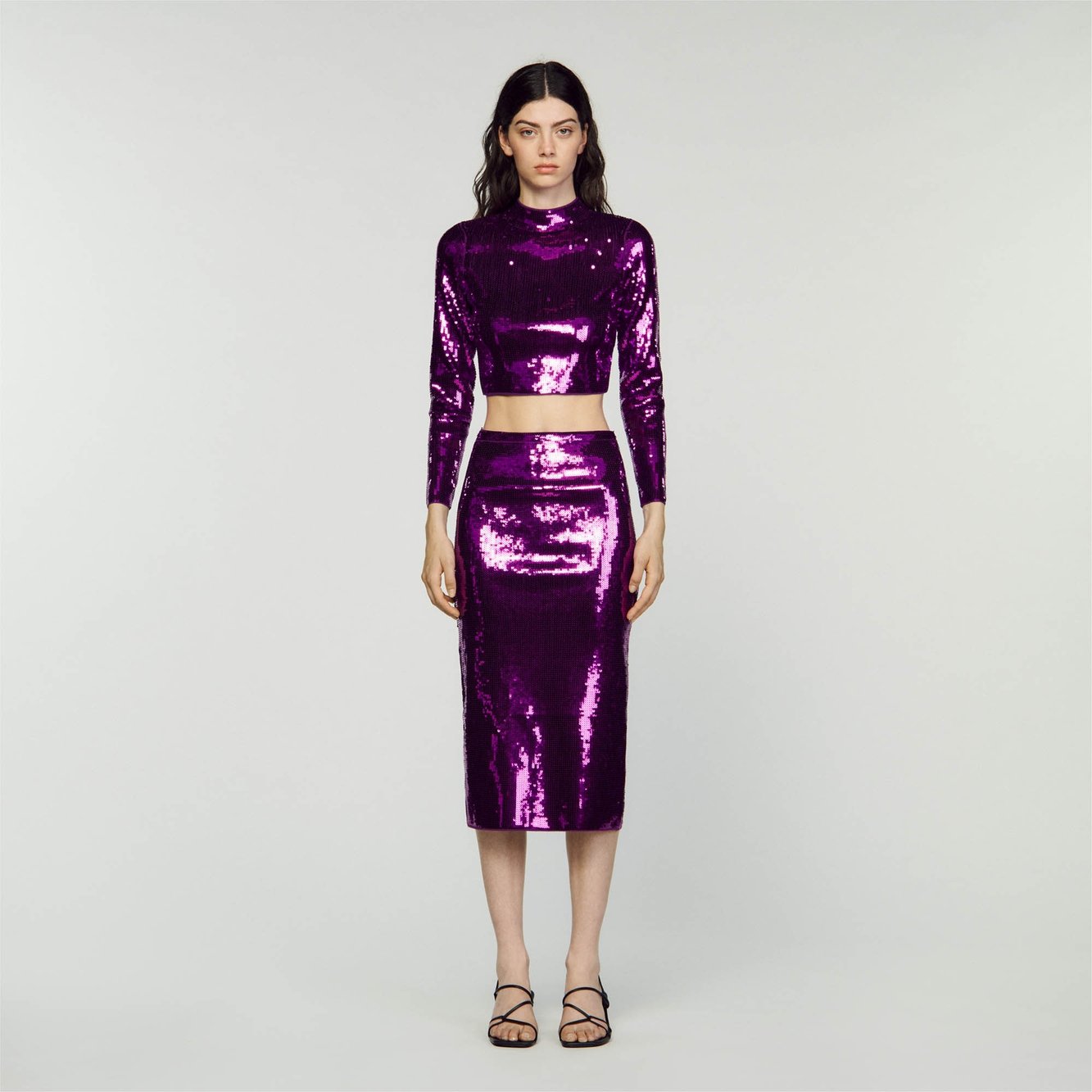Cropped knit jumper with sequins Sandro second-hand photo 3
